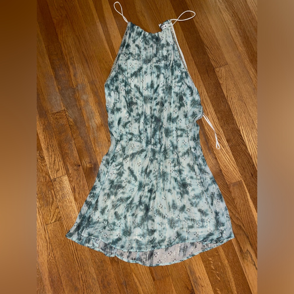 Zara Tie-Dye Halter Dress - Green and White